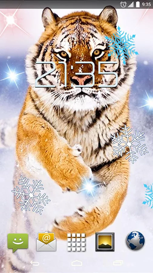 Скачать бесплатно живые обои Snow tiger на Андроид телефоны и планшеты.