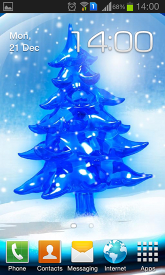 Snowy Christmas tree HD - скачать живые обои на Андроид 2.3.5 телефон бесплатно.