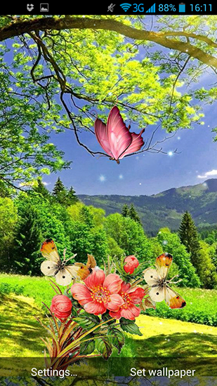 Скачать бесплатно живые обои Spring butterflies на Андроид телефоны и планшеты.