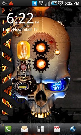 Steampunk skull - скачать живые обои на Андроид 7.0 телефон бесплатно.