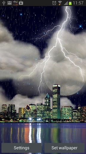 Скачать бесплатные живые обои Погодные для Андроид на рабочий стол планшета: The real thunderstorm HD (Chicago).