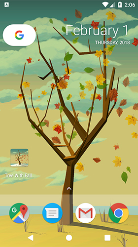 Скачать Tree with falling leaves - бесплатные живые обои для Андроида на рабочий стол.