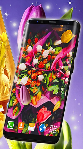 Скачать Tulips by 3D HD Moving Live Wallpapers Magic Touch Clocks - бесплатные живые обои для Андроида на рабочий стол.