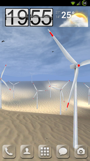Скачать бесплатные живые обои Пейзаж для Андроид на рабочий стол планшета: Wind turbines 3D.