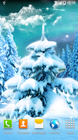Скачать бесплатные живые обои для Андроид на рабочий стол планшета: Winter forest 2015.