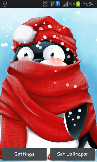 Скачать бесплатные живые обои для Андроид на рабочий стол планшета: Winter penguin.