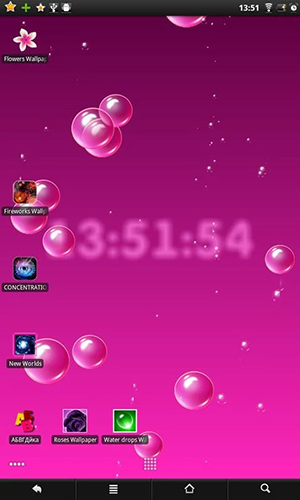 Скачать Bubbles & clock - бесплатные живые обои для Андроида на рабочий стол.