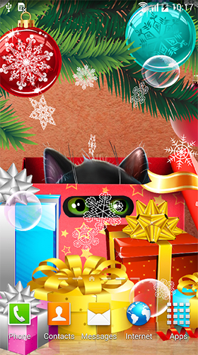 Скриншот экрана Christmas cat на телефоне и планшете.