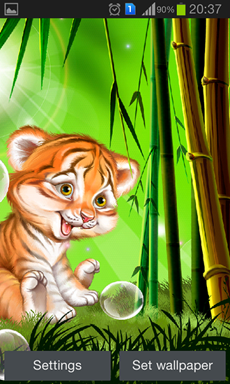 Скачать Cute tiger cub - бесплатные живые обои для Андроида на рабочий стол.