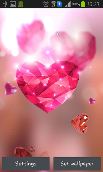 Скачать Diamond hearts by Live wallpaper HQ - бесплатные живые обои для Андроида на рабочий стол.