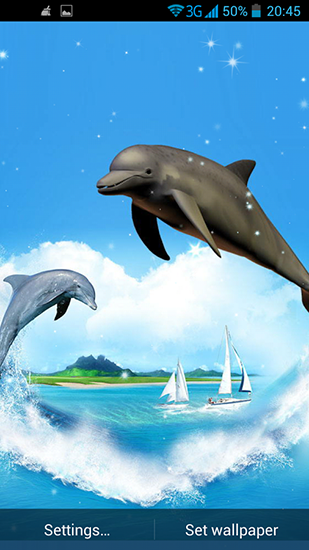 Скачать Dolphin 3D - бесплатные живые обои для Андроида на рабочий стол.