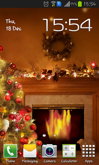 Скачать Fireplace New Year 2015 - бесплатные живые обои для Андроида на рабочий стол.
