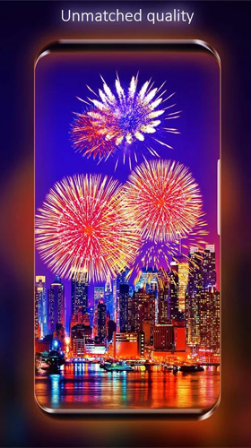 Скриншот экрана Fireworks by Live Wallpapers HD на телефоне и планшете.
