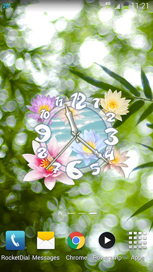 Скачать Flower clock - бесплатные живые обои для Андроида на рабочий стол.