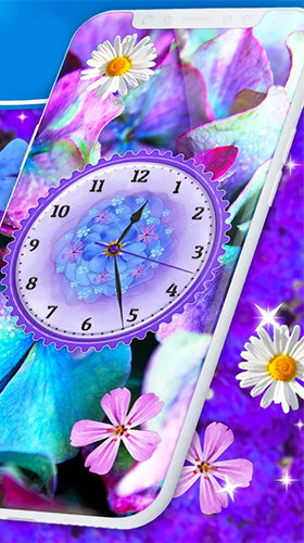 Скриншот экрана Flowers analog clock на телефоне и планшете.