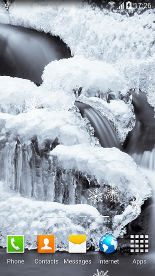 Скачать Frozen waterfalls - бесплатные живые обои для Андроида на рабочий стол.