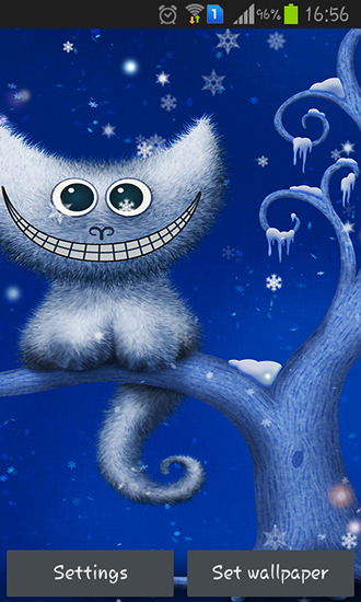 Скачать Funny Christmas kitten and his smile - бесплатные живые обои для Андроида на рабочий стол.