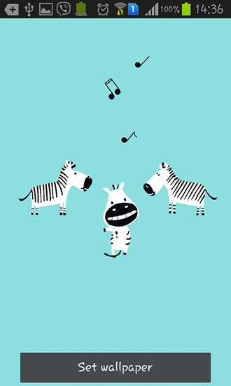 Скачать Funny zebra - бесплатные живые обои для Андроида на рабочий стол.