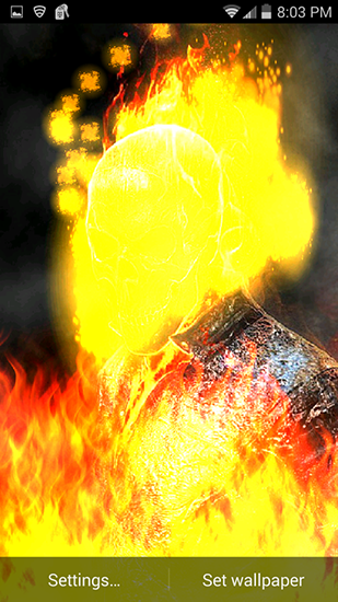 Скачать Ghost rider: Fire flames - бесплатные живые обои для Андроида на рабочий стол.