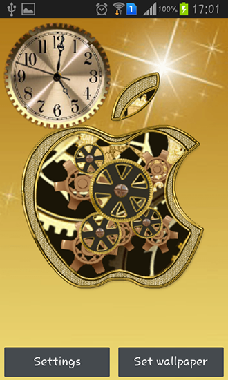 Скачать Golden apple clock - бесплатные живые обои для Андроида на рабочий стол.