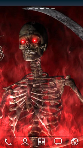 Скачать Hellfire skeleton - бесплатные живые обои для Андроида на рабочий стол.