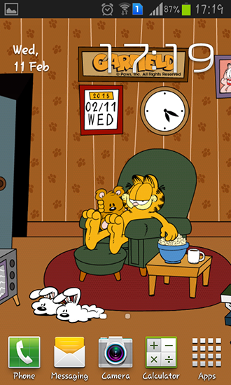 Скачать Home sweet: Garfield - бесплатные живые обои для Андроида на рабочий стол.