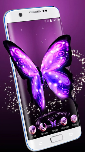 Скриншот экрана Neon butterfly 3D на телефоне и планшете.