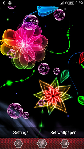 Скриншот экрана Neon flowers by Next Live Wallpapers на телефоне и планшете.