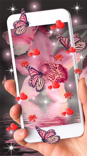 Скриншот экрана Pink butterfly by Live Wallpaper Workshop на телефоне и планшете.