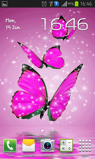 Скачать Pink butterfly - бесплатные живые обои для Андроида на рабочий стол.