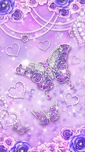 Скриншот экрана Purple diamond butterfly на телефоне и планшете.