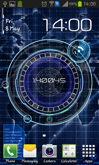 Скачать Radar: Digital clock - бесплатные живые обои для Андроида на рабочий стол.