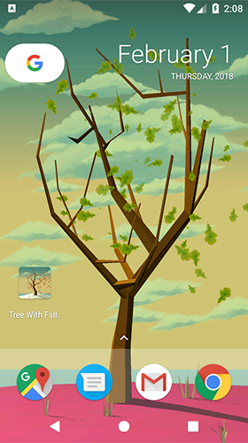 Скриншот экрана Tree with falling leaves на телефоне и планшете.