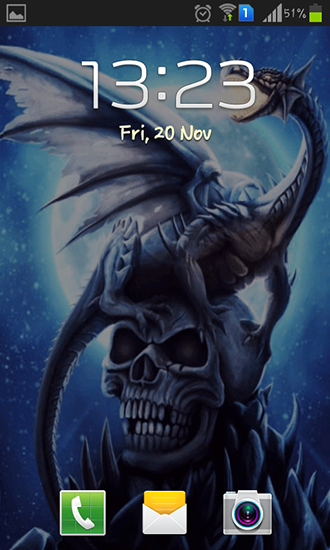 Скриншот экрана Dragon on skull на телефоне и планшете.