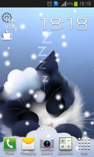 Скриншот экрана Frosty the kitten на телефоне и планшете.
