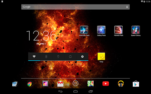 Скриншот экрана Inferno galaxy на телефоне и планшете.
