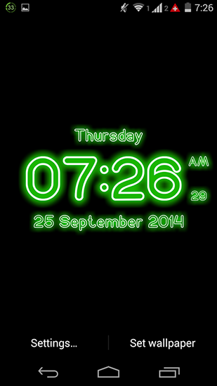 Скриншот экрана Neon digital clock на телефоне и планшете.