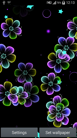 Скриншот экрана Neon flowers на телефоне и планшете.