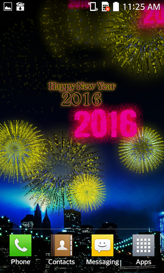 Скриншот экрана New Year fireworks 2016 на телефоне и планшете.