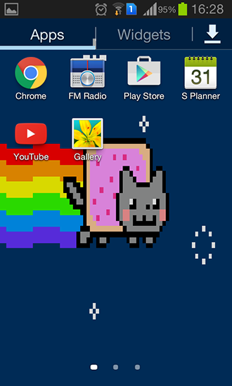 Скриншот экрана Nyan cat на телефоне и планшете.