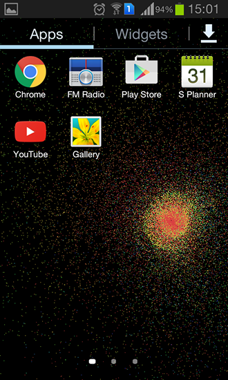 Скриншот экрана Particle flow на телефоне и планшете.