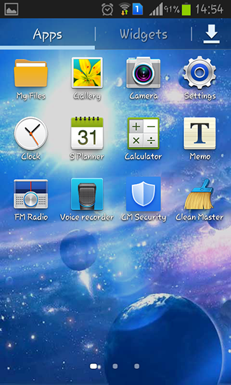 Скриншот экрана Space galaxy на телефоне и планшете.