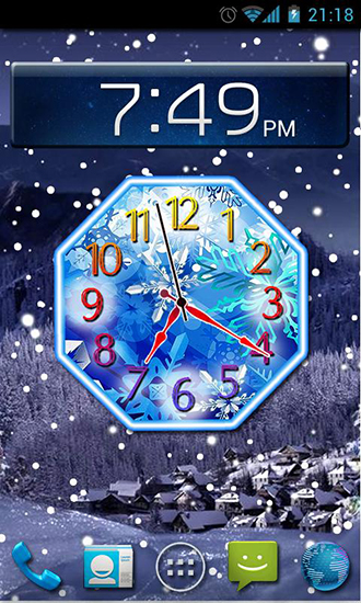 Скриншот экрана Winter snow clock на телефоне и планшете.